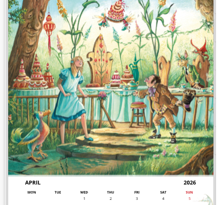 Mois d'avril du calendrier 2026 A3 de Florence Magnin