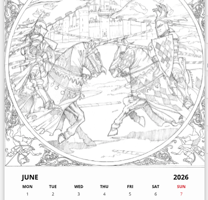 Mois de juin du calendrier 2026 A3 de Didier Graffet