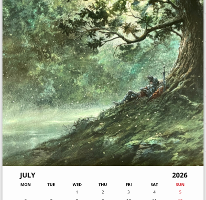 Mois de juillet du calendrier 2026 A3 de Didier Graffet