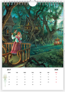 Mois de juillet du calendrier 2026 A3 de Florence Magnin