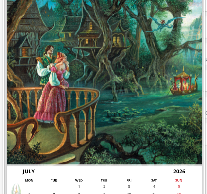 Mois de juillet du calendrier 2026 A3 de Florence Magnin