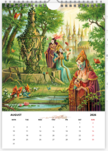 Mois d'août du calendrier 2026 A3 de Florence Magnin
