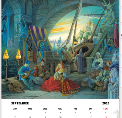 Mois de septembre du calendrier 2026 A3 de Florence Magnin