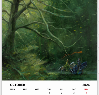 Mois d'octobre du calendrier 2026 A3 de Didier Graffet