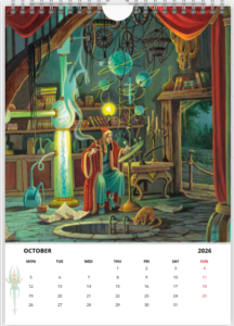 Mois d'octobre du calendrier 2026 A3 de Florence Magnin