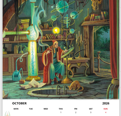 Mois d'octobre du calendrier 2026 A3 de Florence Magnin