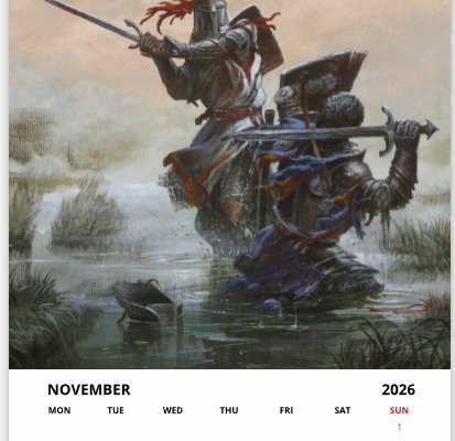Mois de novembre du calendrier 2026 A3 de Didier Graffet