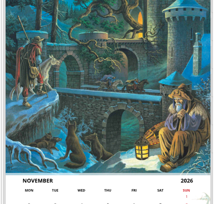 Mois de novembre du calendrier 2026 A3 de Florence Magnin