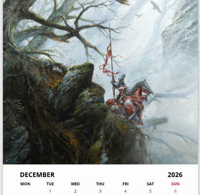 Mois de décembre du calendrier 2026 A3 de Didier Graffet