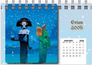 Mois de janvier du calendrier de bureau 2026 de Philippe Caza