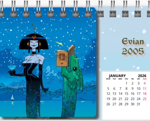 Mois de janvier du calendrier de bureau 2026 de Philippe Caza