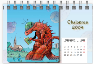 Mois de février du calendrier de bureau 2026 de Philippe Caza