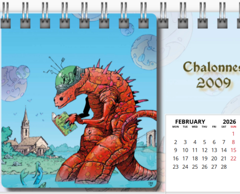 Mois de février du calendrier de bureau 2026 de Philippe Caza