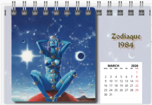 Mois de mars du calendrier de bureau 2026 de Philippe Caza