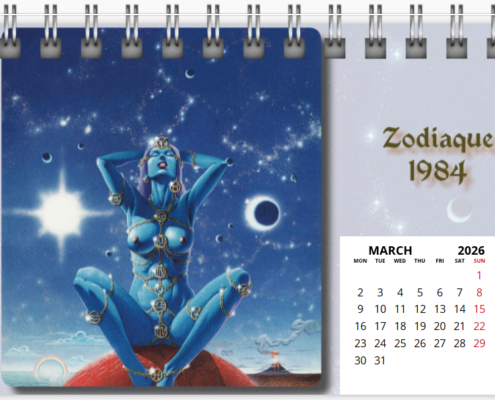 Mois de mars du calendrier de bureau 2026 de Philippe Caza