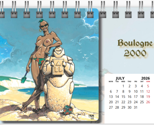 Mois de juillet du calendrier de bureau 2026 de Philippe Caza