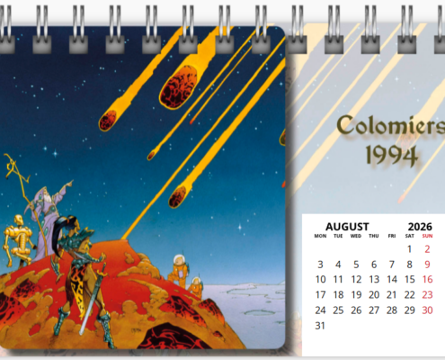 Mois d'août du calendrier de bureau 2026 de Philippe Caza