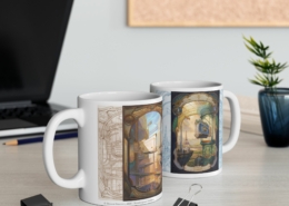 Graffet Mug Trocadéro contexte Vue des deux côtés du mug Art Deco-Trocadéro de Didier Graffet en contexte