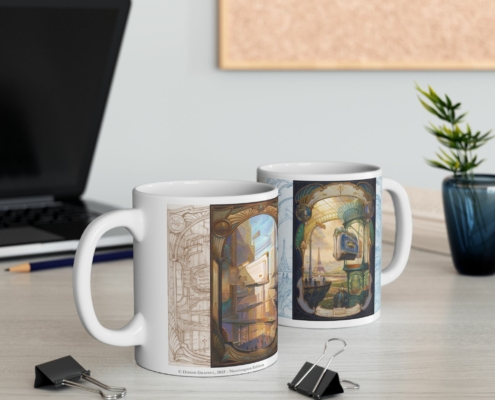 Graffet Mug Trocadéro contexte Vue des deux côtés du mug Art Deco-Trocadéro de Didier Graffet en contexte
