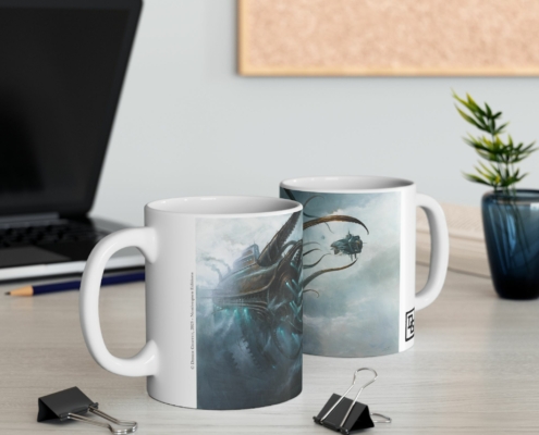 Graffet Mug Leviathan contexte Les deux faces du mug Jules Verne-Leviathan de Didier Graffet en contexte