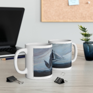 Les deux faces du mug Vaisseau-Espadon de Didier Graffet en contexte