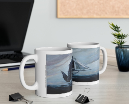 Graffet Mug Espadon Contexte Les deux faces du mug Vaisseau-Espadon de Didier Graffet en contexte