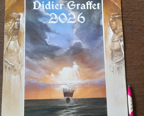 Calendrier mural A3 de Didier Graffet en contexte