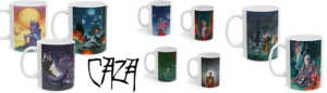 Bannières présentant les différents Mugs de Philippe Caza