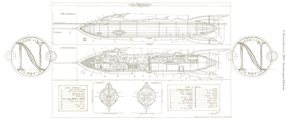 Nautilus-Plan Déroulé du mug Plan du Nautilus de Didier Graffet