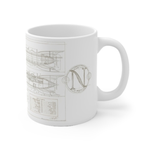 Côté droit du mug Jules Verne-Plan du Nautilus de Didier Graffet