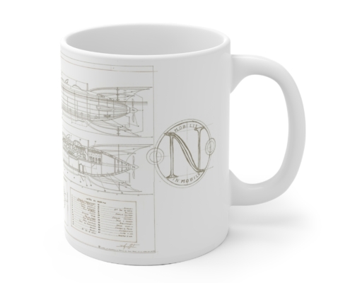 Graffet Mug Plan Nautilus-Droite Côté droit du mug Jules Verne-Plan du Nautilus de Didier Graffet