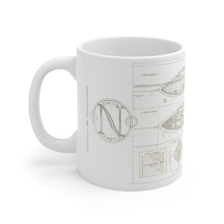 Côté gauche du mug Jules Verne-Plan du Nautilus de Didier Graffet