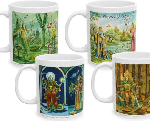 Mugs Magnin 4 labyrinthes Les 4 mugs de la série "Couleurs du Labyrinthe" de Florence Magnin