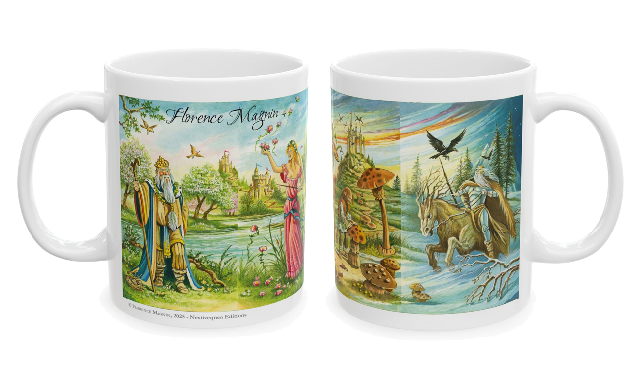 Magnin mug Quadri Batons droite et gauche Les deux faces du mug Frise de Bâtons de Florence Magnin