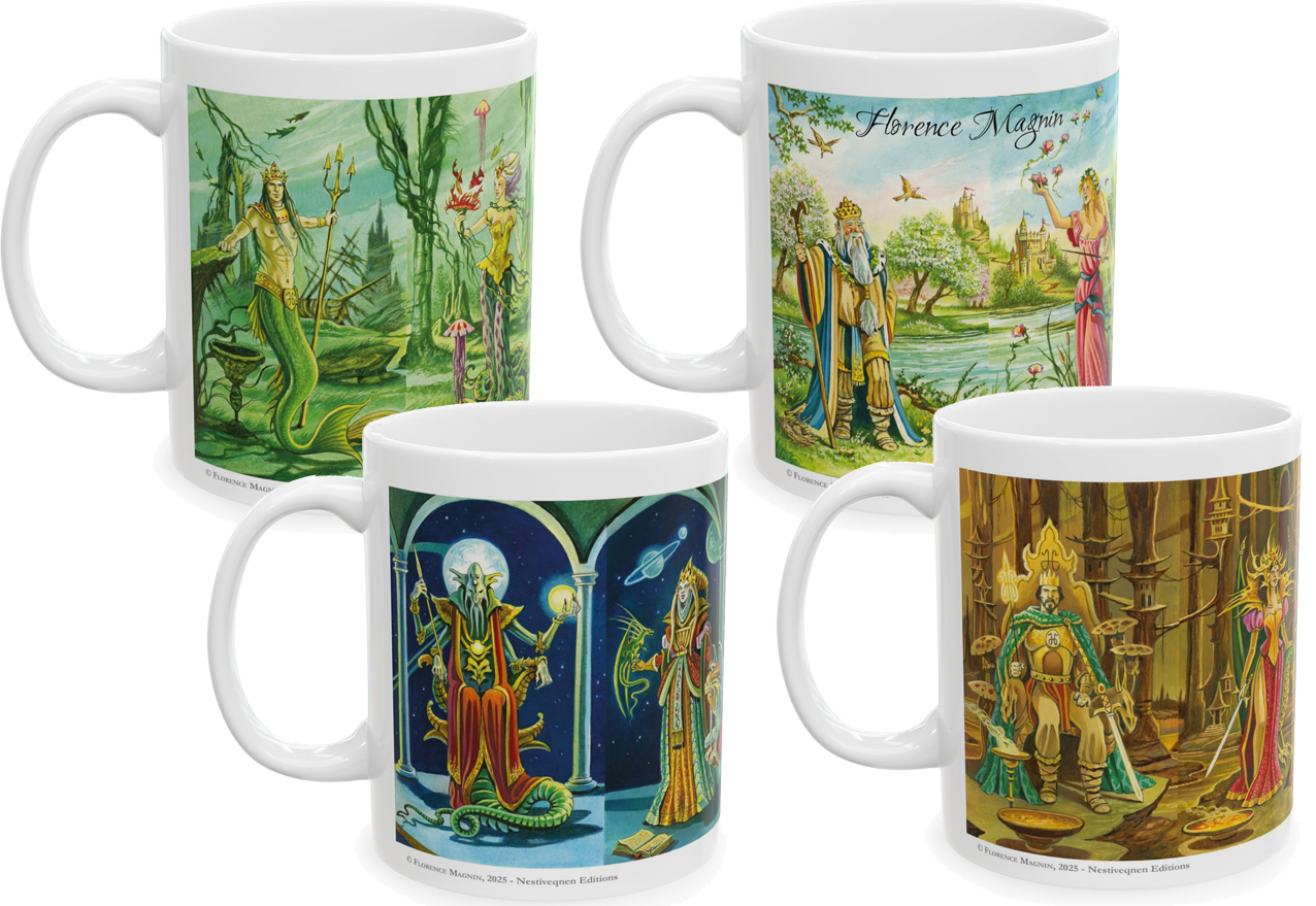 Mugs Magnin 4 labyrinthes Les 4 mugs de la série "Couleurs du Labyrinthe" de Florence Magnin