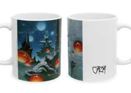 Caza Mug Temple D et G Les deux faces du mug Le Temple de la nuit de Philippe Caza